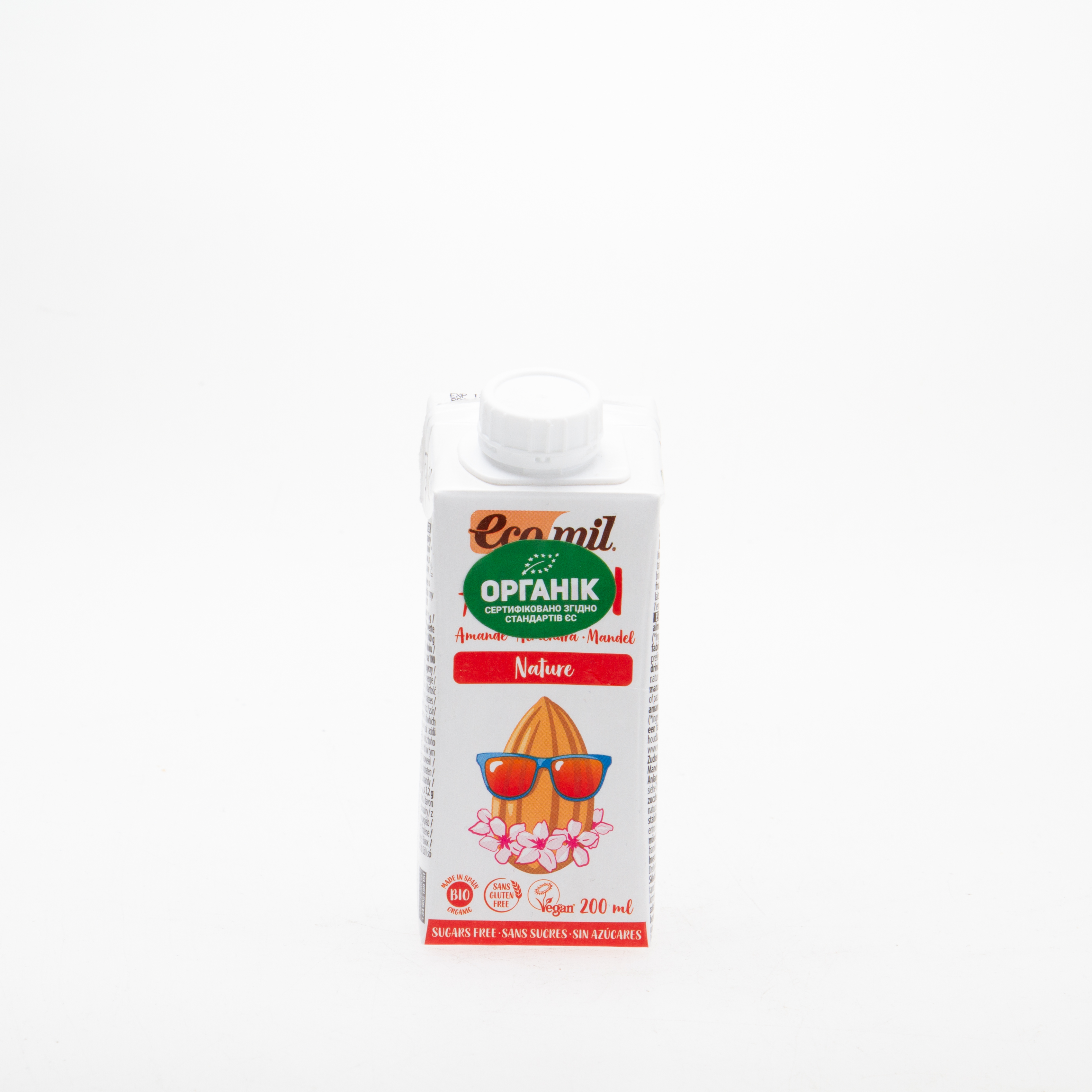 Органічне рослинне молоко з мигдалю без цукру, 0,2л - купить в интернет-магазине Юнимед