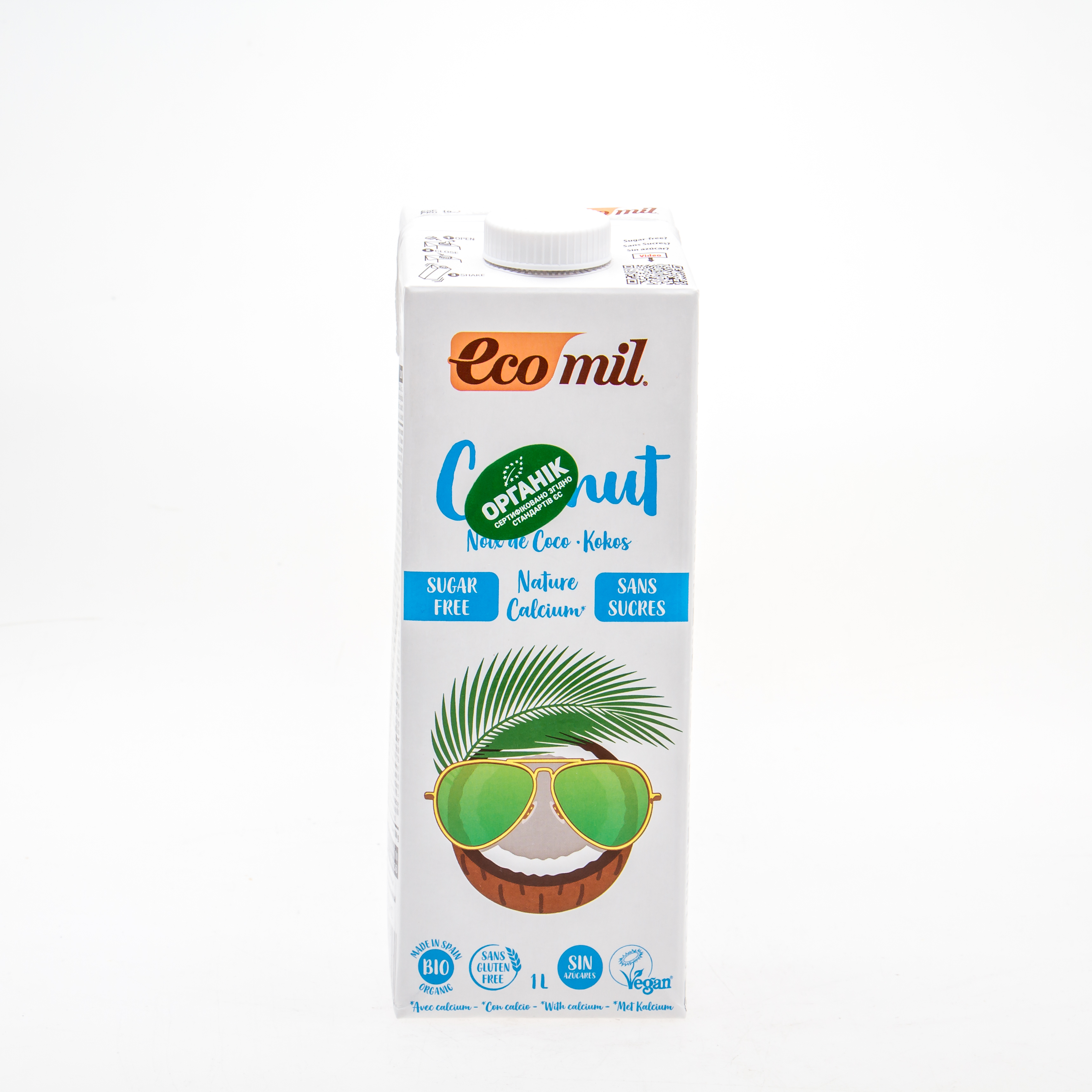 Органічне рослинне молоко з кокосу з кальцієм, 1 л