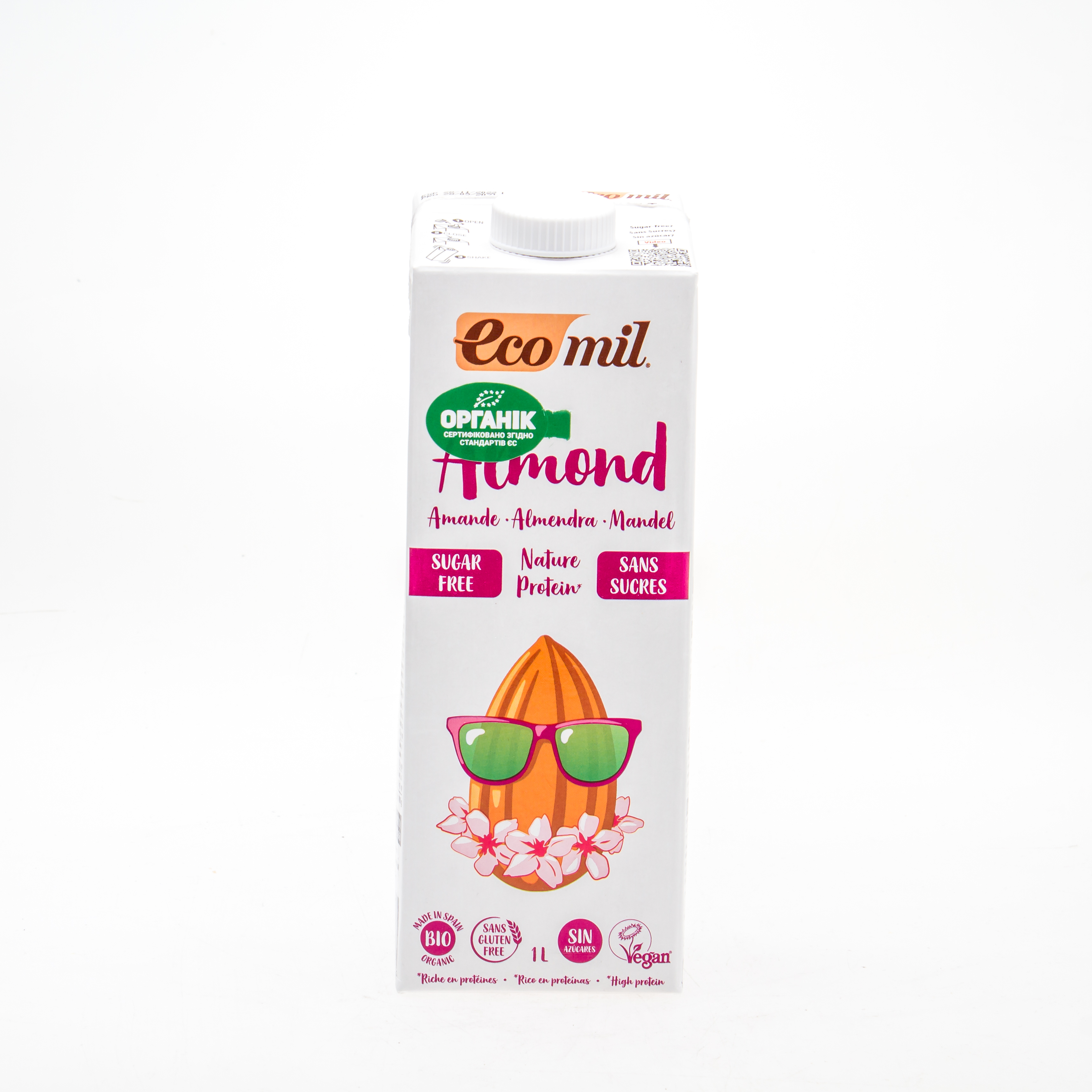Органічне рослинне молоко з мигдалю з протеїном без цукру, 1л - купить в интернет-магазине Юнимед